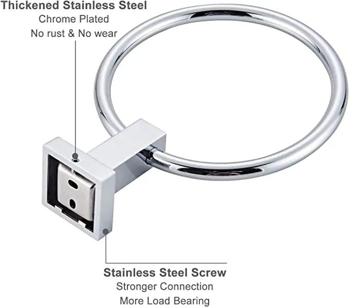 Bathroom Wall Mounted Towel Ring Silver by salelink.co.nz
