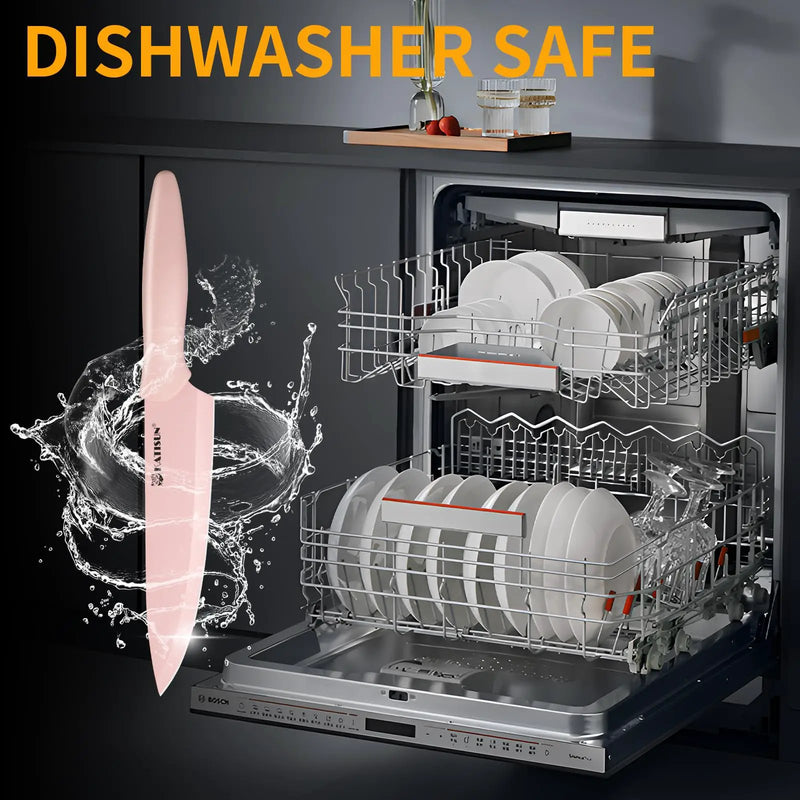 Kitchen Knife Set With Block, 14 Piece Pink Non-Stick Paint Coating Stainless Steel Knives Set, Anti-Rust And Dishwasher Safe, 12 Knives With Kitchen Shears And Block Pink - Pink by China Dropship