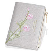Brands HD BAELLERRY N8344 Small Wallet Floral Embroidery PU Leather Zipper Pocket Coin Purse Card Holder BAELLERRY N8344 Small Wallet Floral Embroidery PU Leather Zipper Pocket Coin Purse Card Holder