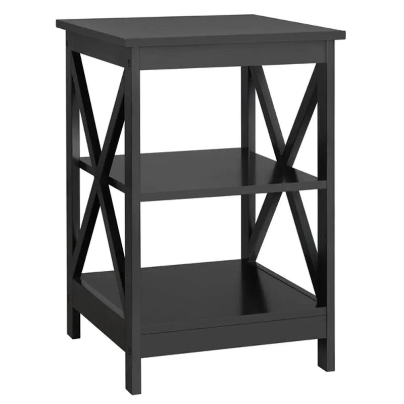 3 Tier Wood X Shape Bedside End Table Storage Cabinet Night Stand by Yaheetech