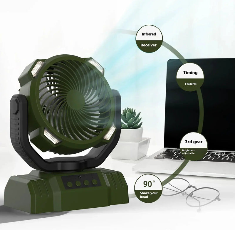 Outdoor Camping Fan with Power Bank and LED Light - Portable 3-Speed Fan by Mead's Supply & Equipment Outfitters limited