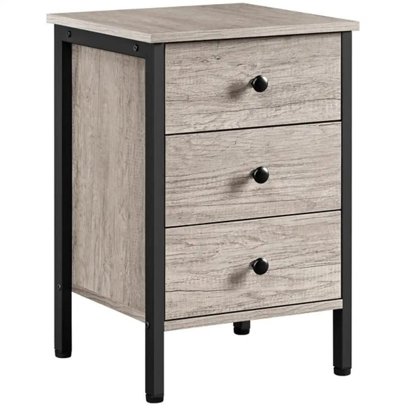 3 Drawer Nightstand Storage Nightstand Metal Frame Dresser Organizer by Yaheetech