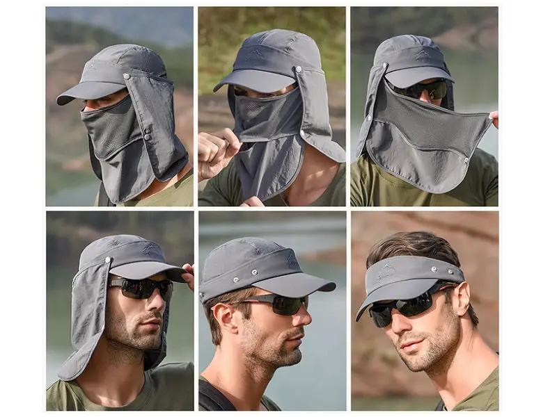DARK GREY Sun Hat Wide Brim Bucket Hats Outdoor Fishing Hiking Cap UV Protection by dealonline.co.nz