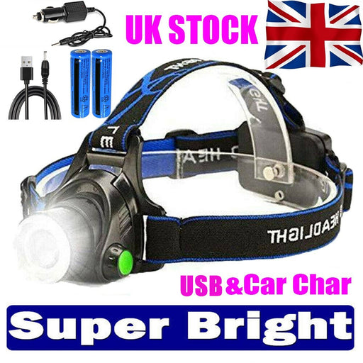 Super Bright Powerful Headlamp LED Head Torch USB Rechargeable Headlight Head Lamp by China Dropship