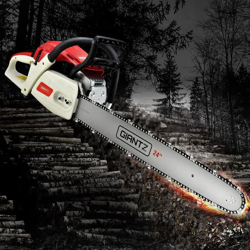 SportZone.co.nz Tools > Power Tools > Chainsaws Giantz 65cc Petrol Chainsaw 24 Inch Bar Electric Start Giantz 65cc Petrol Chainsaw 24 Inch Bar Electric Start