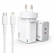 techplus 65W GaN Fast Wall Charger Dual USB-C PD 3.0 Power Adapter for Laptop, Tablet & Smartphone (White) 65W GaN Fast Wall Charger Dual USB C PD 3.0