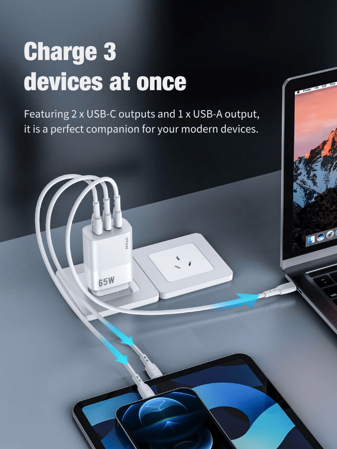 techplus 65W GaN Ultra Fast Charger – Triple-Port Charging Solution for All Your Devices 65W GaN Ultra Fast Charger – Triple-Port Charging Solution for All Your Devices