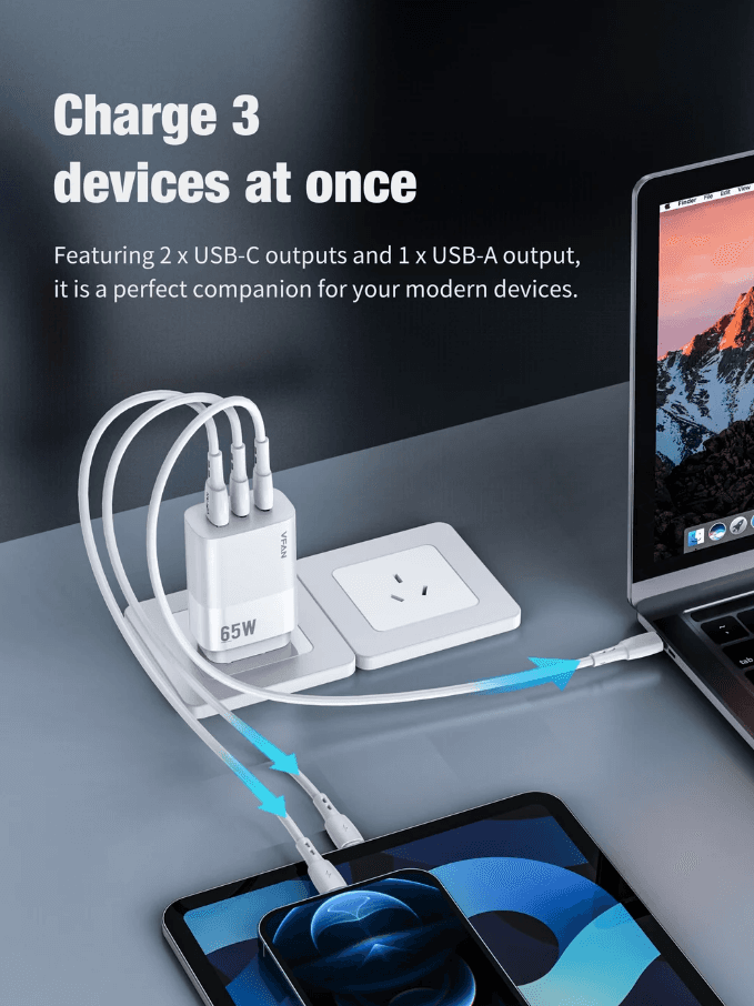 techplus 65W GaN Ultra Fast Charger – Triple-Port Charging Solution for All Your Devices 65W GaN Ultra Fast Charger – Triple-Port Charging Solution for All Your Devices