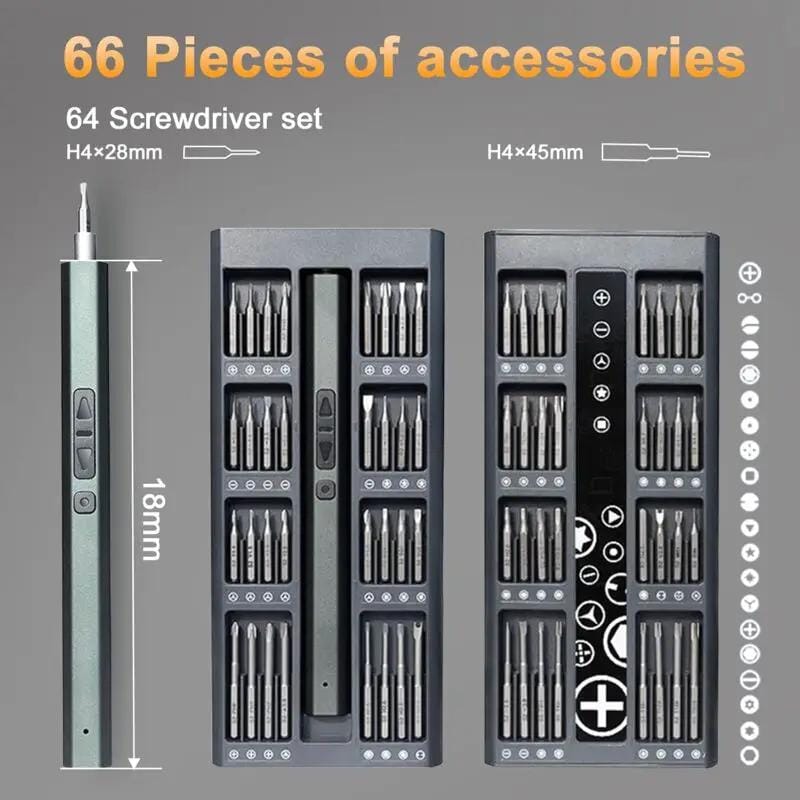 SportZone.co.nz Tools > Other Tools > Screwdrivers 66-in-1 Cordless Electric Precision Screwdriver Kit with LED Ligh 66-in-1 Cordless Electric Precision Screwdriver Kit with LED Ligh