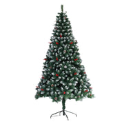 2.1M Christmas Tree 1100 Tips with Red Berries and Pinecones by salelink.co.nz