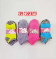 (12 Pairs) Candy Colour Kids' Ankle Socks 4 - 6 by dealonline.co.nz