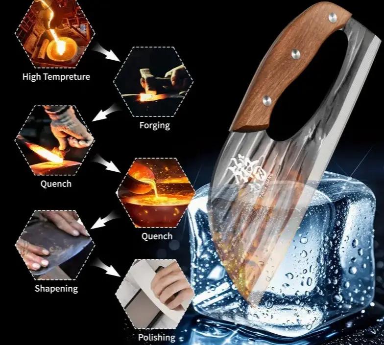1pc Hand Forged Bone Cutter Kitchen Knife - Sharp Lightweight Dual-Use Slicer For Women - High-Carbon Stainless Steel, Ergonomic Handle, Easy To Clean, And Durable - Asshown by China Dropship