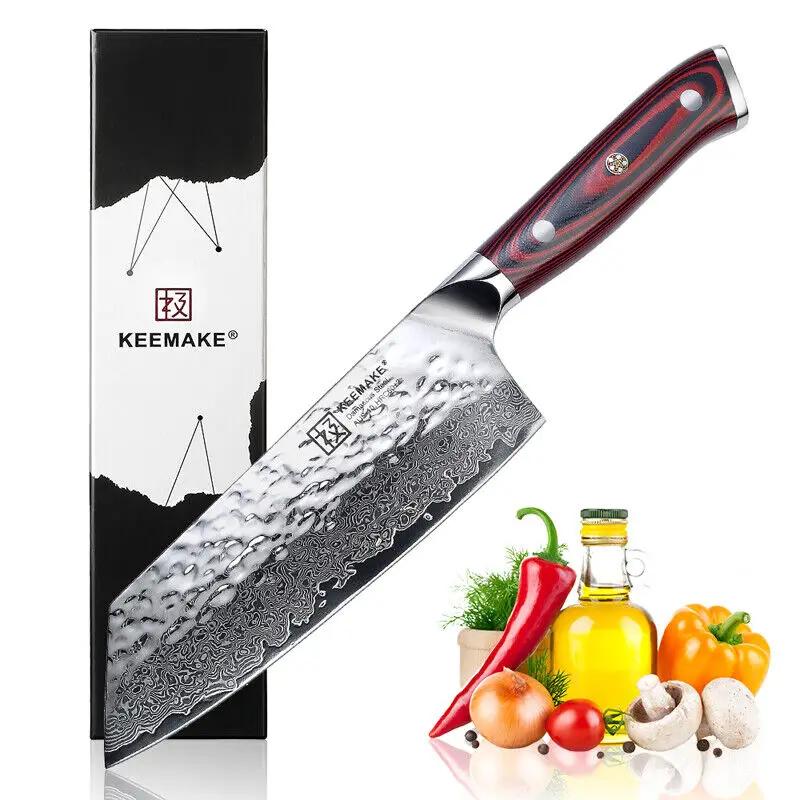 Keemake Nakiri Knife 7 Inch Damascus Steel Kitchen Chinese Meat Cleaver Knife by China Dropship