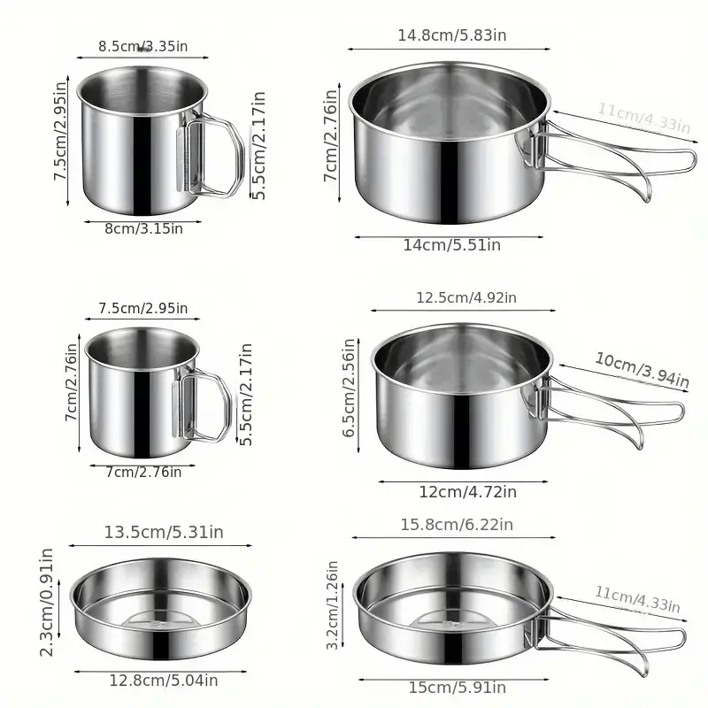 Outdoor Cookware Set - 304 Stainless Steel Camping Utensils Kit HW2011 by ECOTREK