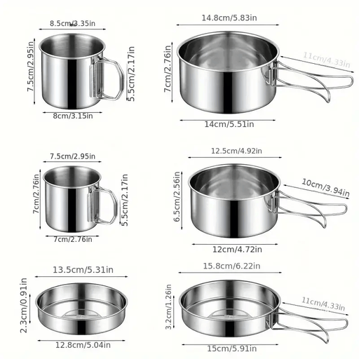 ECOTREK cookware Outdoor Cookware Set - 304 Stainless Steel Camping Utensils Kit HW2011 Outdoor Cookware Set - 304 Stainless Steel Camping Utensils Kit HW2011