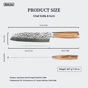 Qulajoy Nakiri Chef Knife 6.5 Inch - Professional Japanese 67 Layers Damascus VG-10 Steel - Hammered Vegetable Cutting Knife - Zebrawood Handle With Sheath - Nakiri by China Dropship
