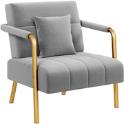 Velvet Accent Armchair with Cozy Pillow by Yaheetech