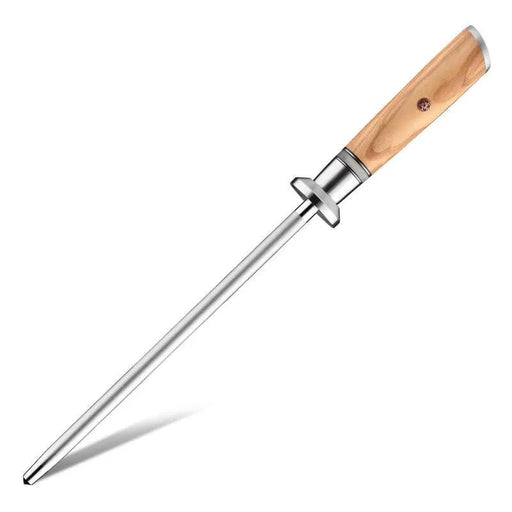 Damascus Steel Olive Wood Chefs Knife DSR132 Sharpening Steel by China Dropship