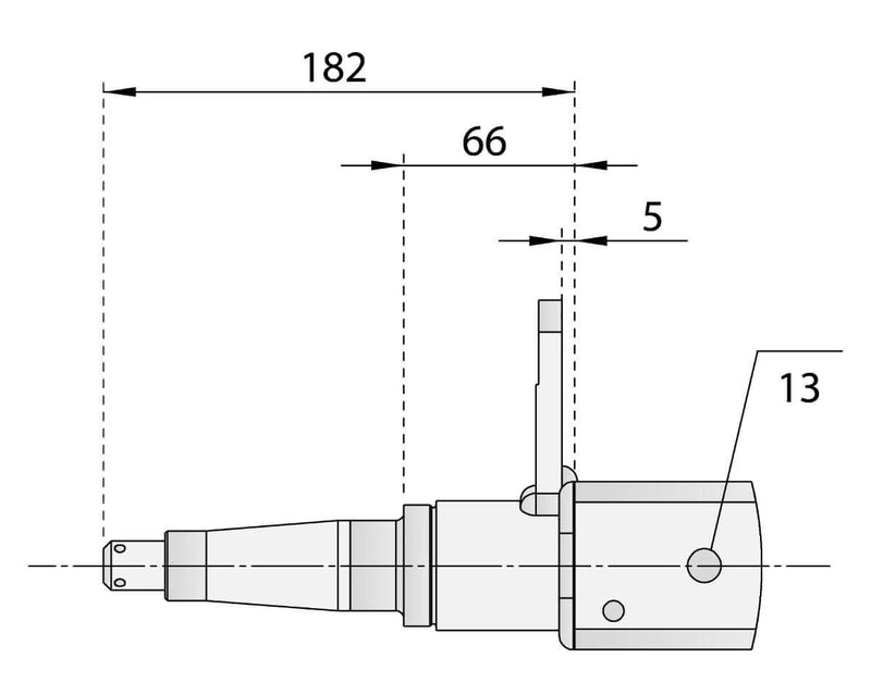 Technical drawing of a Straight Beam Axle - Multi-Hub - 2200kg - Bare Metal, showing dimensions for precise measurements.