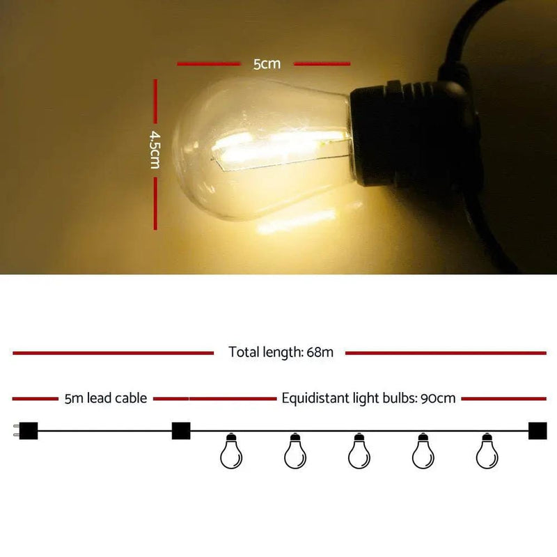 SportZone.co.nz Occasions > Christmas > Outdoor Decorations & Lights 68m LED Festoon String Lights Christmas Decorations Wedding Party Outdoor Garden 68m LED Festoon String Lights Christmas Decorations Wedding Party Outdoor Garden