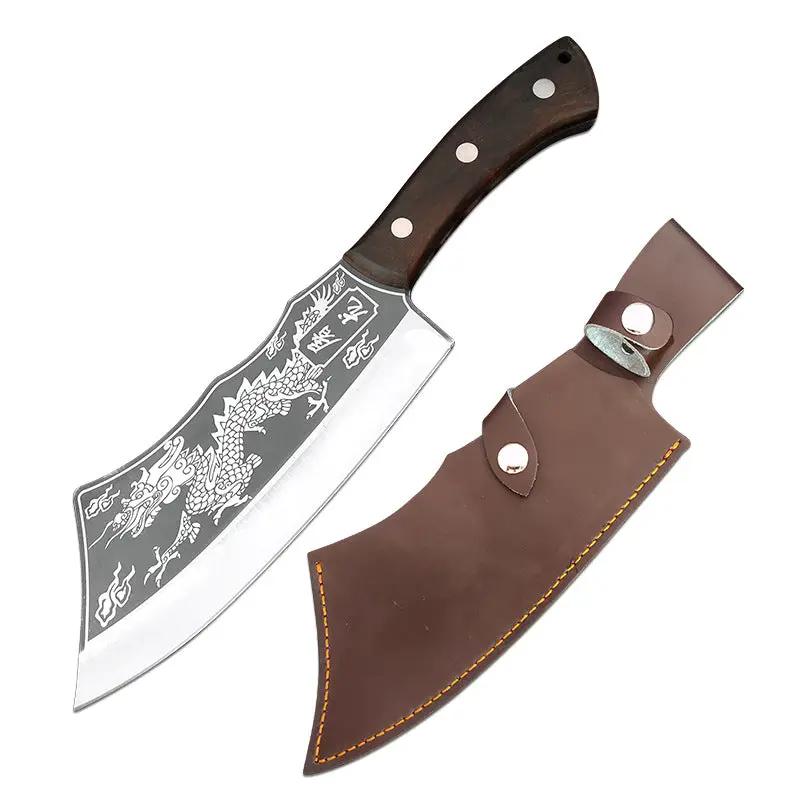 Forged Dragon Pattern Firewood Tree Cutter Agricultural Outdoor Bamboo Cutting Machete Grass Cutting Sickle Household Bone Cutting Cleaver Dragon Slayer Chopper Black by China Dropship