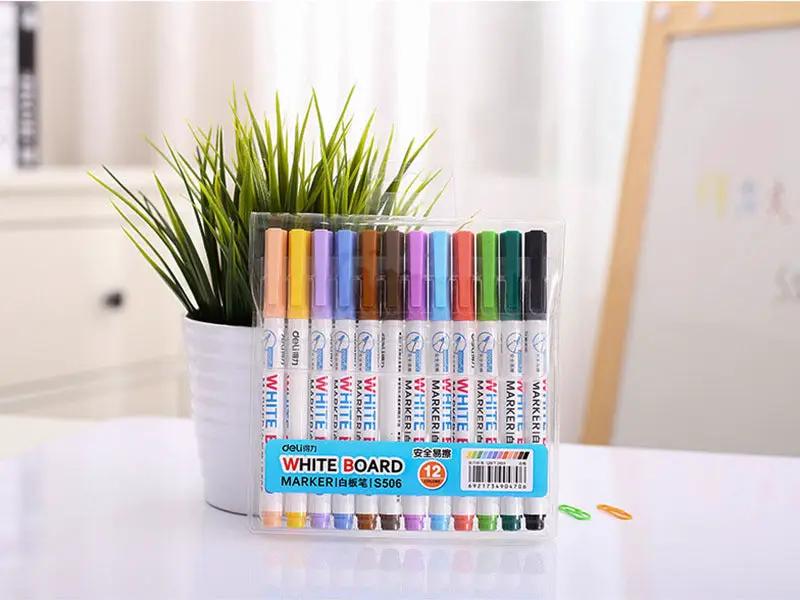 (12PCS/PACK) Whiteboard Marker Pen - Fine tip , Colourful by dealonline.co.nz