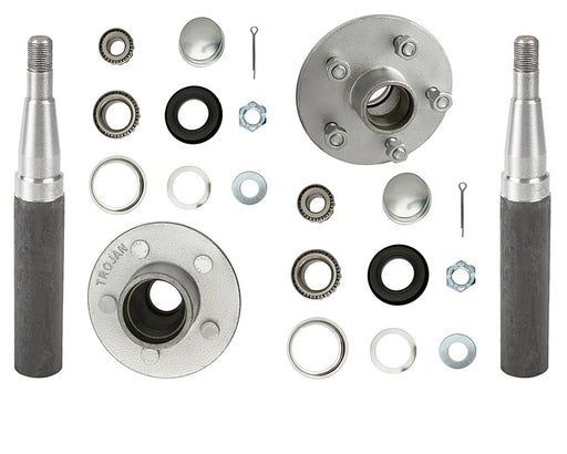 1500kg Non-Braked Hub & Stub Kit - 5x4-1/2"x1/2" - Pair by Trojan