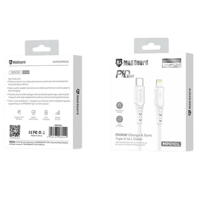 Maxguard 1.2m 30W Type-C to Lightning Cable MP01CL by 9eight5