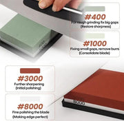 g8buynz Knife Sharpening Stone Set, 4 Side Grit 400/1000, 3000/8000 Whetstone, Wet Stone Sharpener Stone Kit Knife Sharpening Stone Set, 4 Side Grit 400/1000, 3000/8000 Whetstone, Wet Stone Sharpener Stone Kit