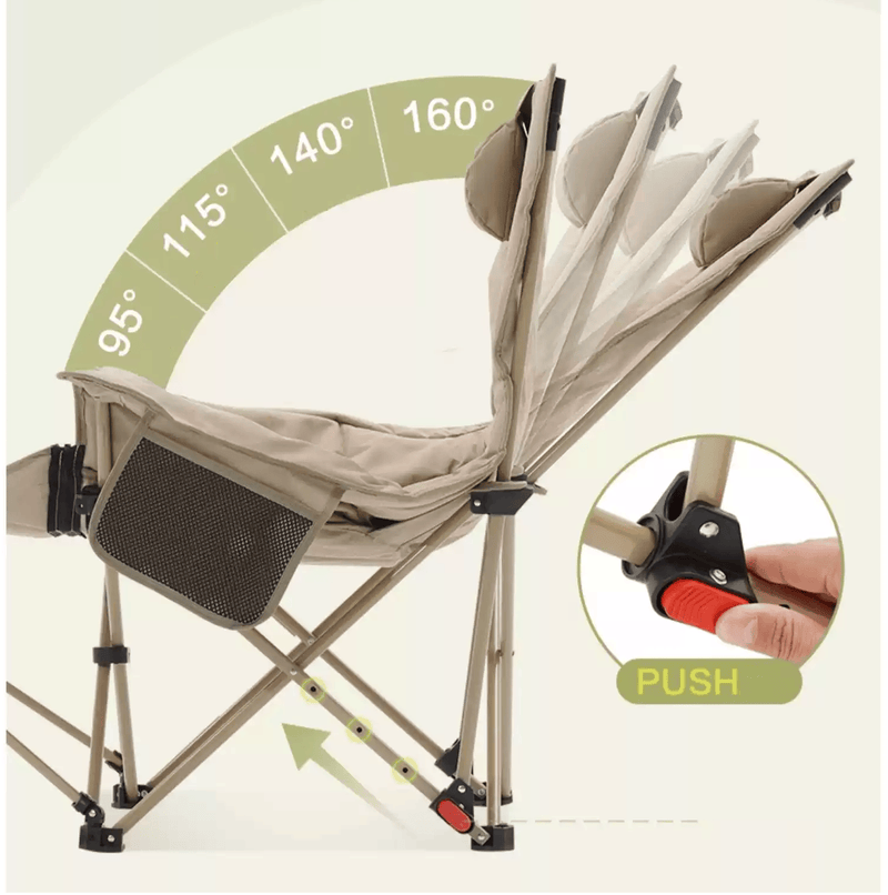 Urban Wave Premium Reclining Camping Chair with Footrest YQ1449 by ECOTREK