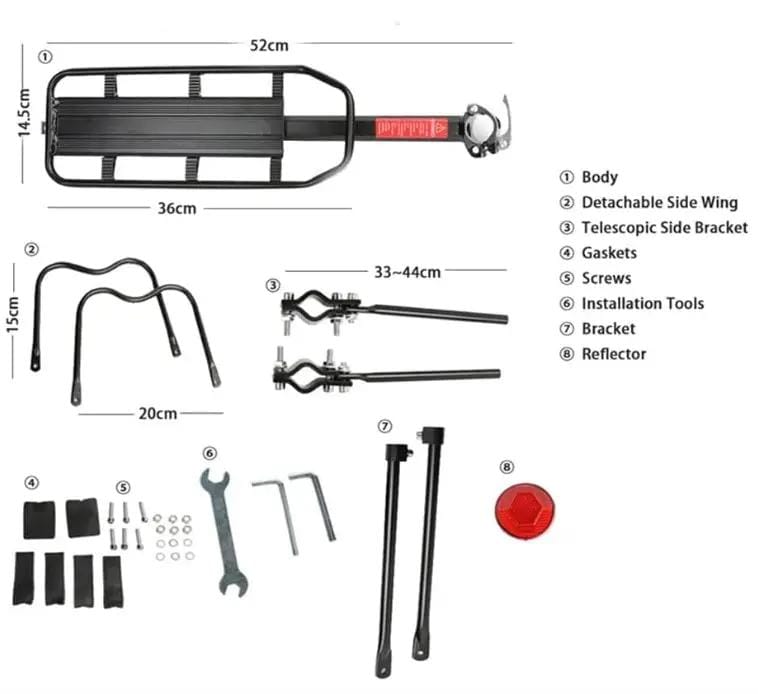 g8buynz Bicycle Rear Bike Cargo Rack,110 Lbs Capacity Aluminum Alloy Bicycle Rear Rack Bicycle Rear Bike Cargo Rack,110 Lbs Capacity Aluminum Alloy Bicycle Rear Rack