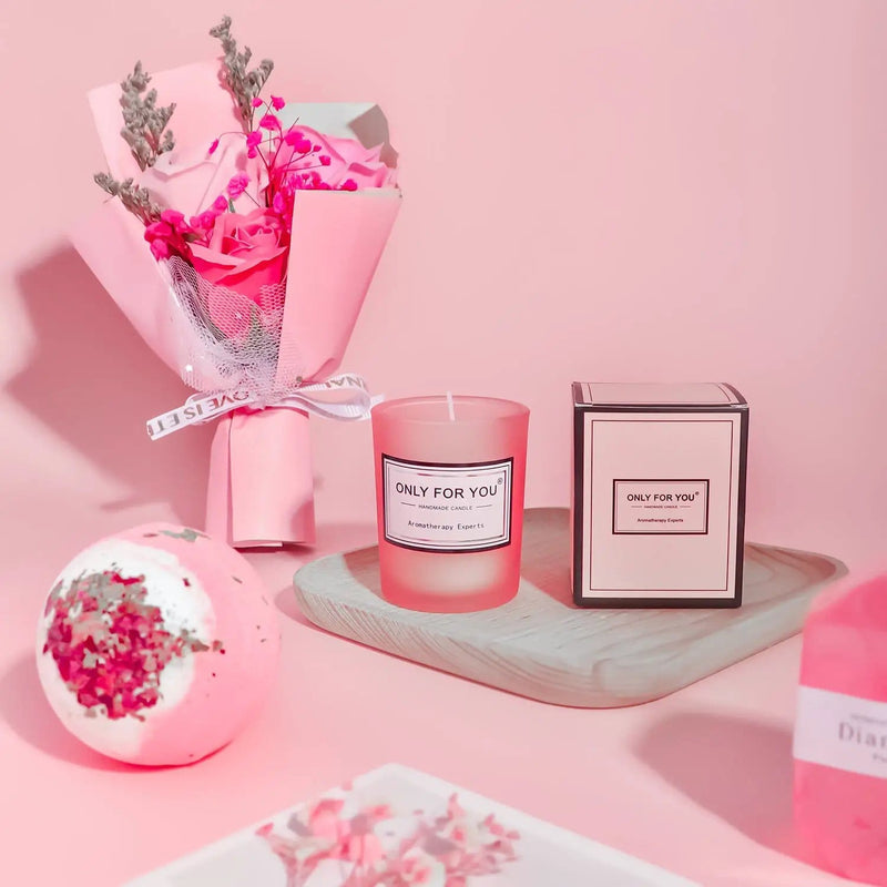 Rosy Aroma Candle Bath Gift Box by Poppy Gifts