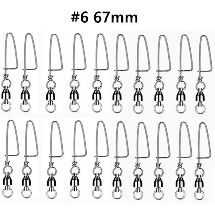 #6 20PCS Ball Bearing Fishing Swivels Snap Coastlock Fishing Line Connector by salelink.co.nz
