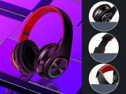 WHITE- Wireless bluetooth Headset Headphones Foldable Stereo Earphones LED Super by dealonline.co.nz