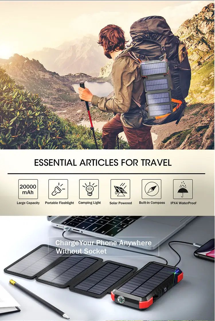 20000mAh Solar Charger Power Bank by salelink.co.nz