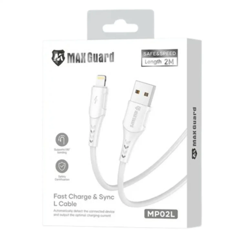 Maxguard 2m USB-A to Lightning Cable MP02L by 9eight5