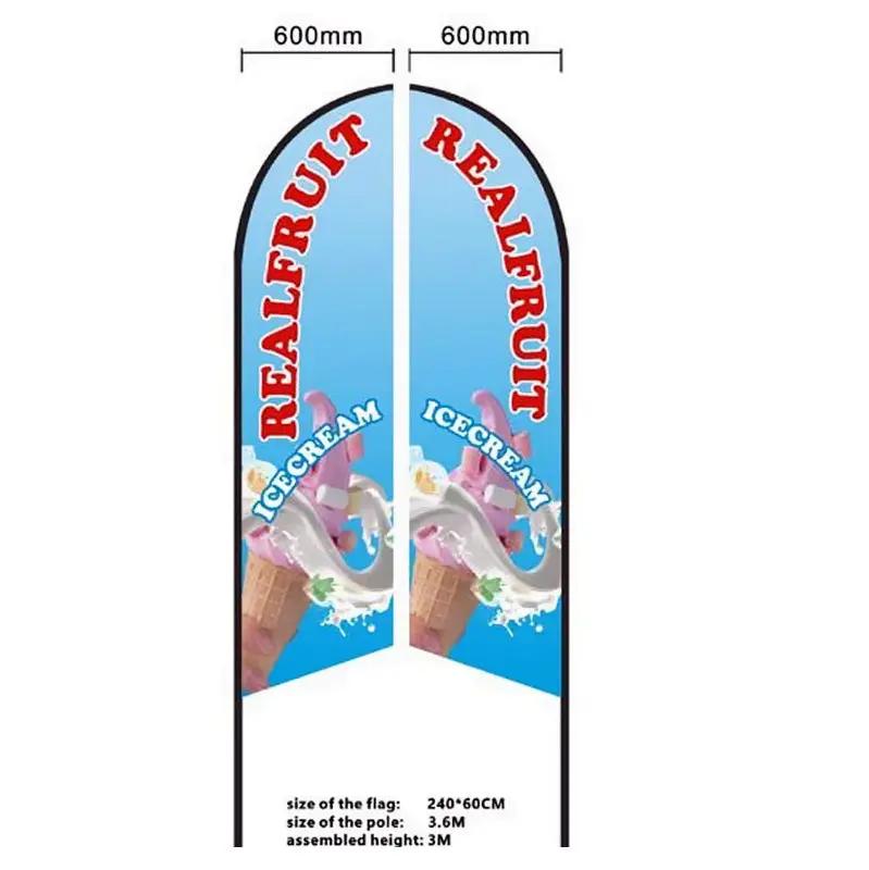 REALFRUIT ICECREAM Pre-print Double Sided Feather Flag Business Commersial by dealonline.co.nz