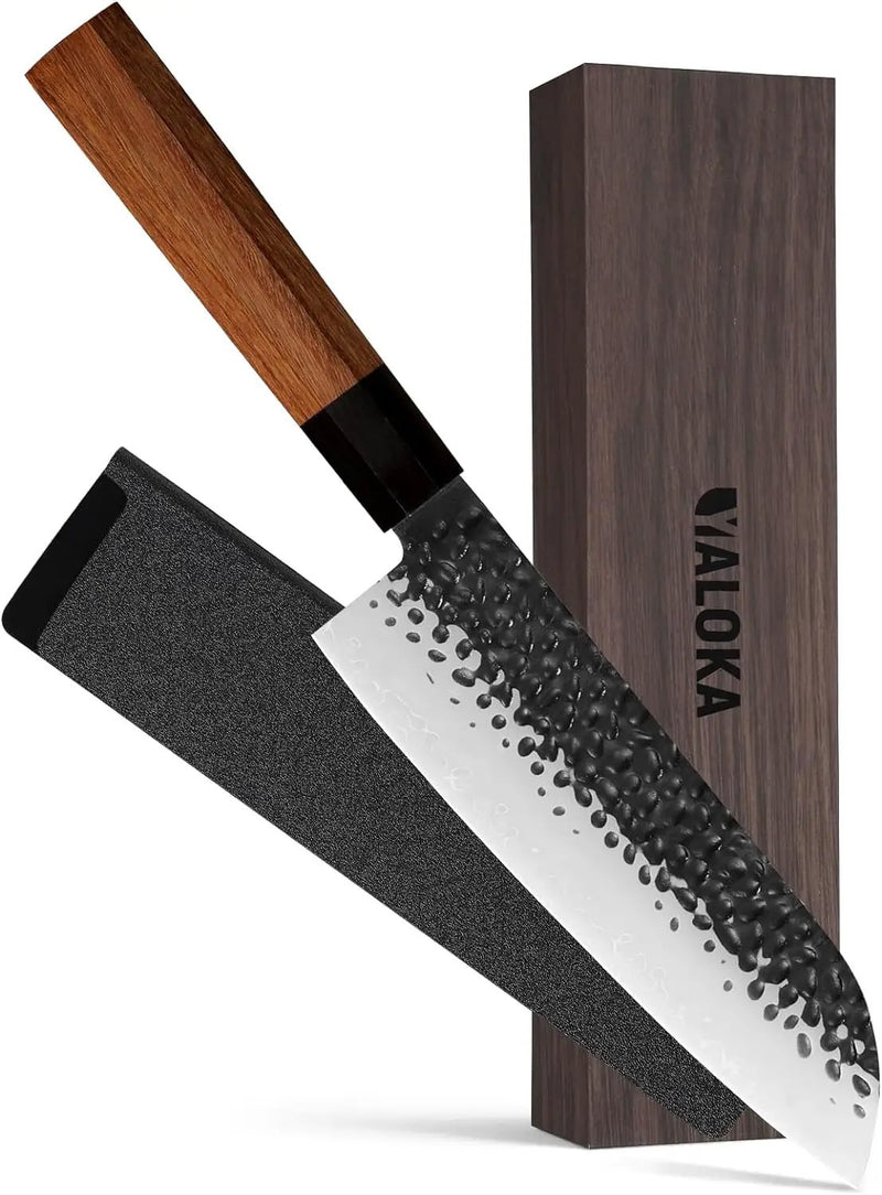8 Inch Gyuto Knife - Professional Japanese Chef Knife - 3 Layers 9CR18MOV High Carbon Steel - Hand Hammered Blade Kitchen Knife - Santoku Knife by China Dropship