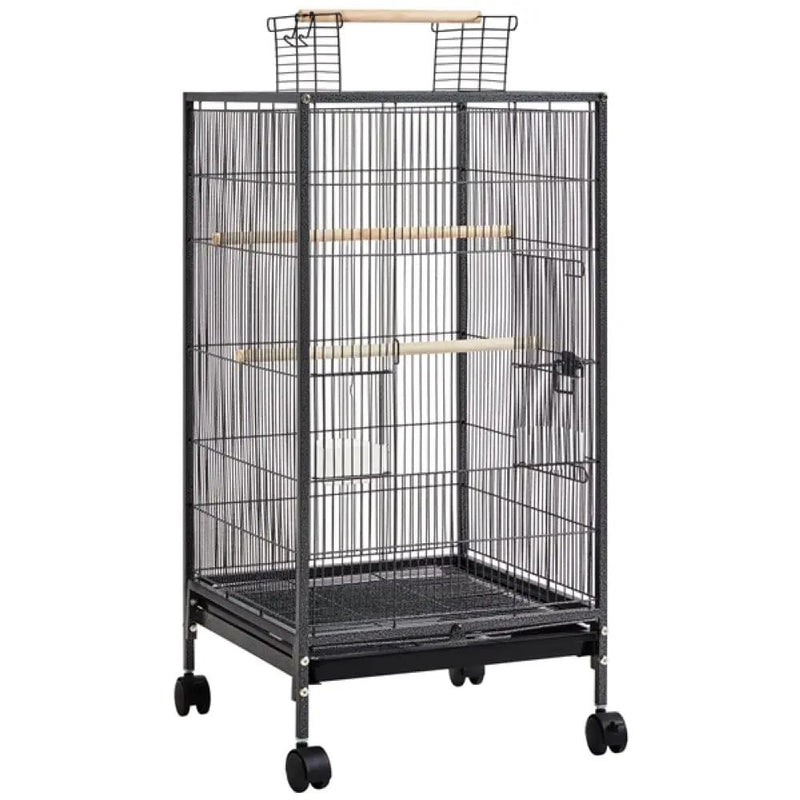 40-Inch H Wrought Iron Bird Cage with Rolling Stand by Yaheetech