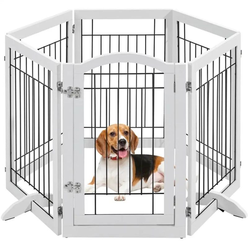 6-Panel Pet Puppy Safety Fence with 3 Support Feet by Yaheetech