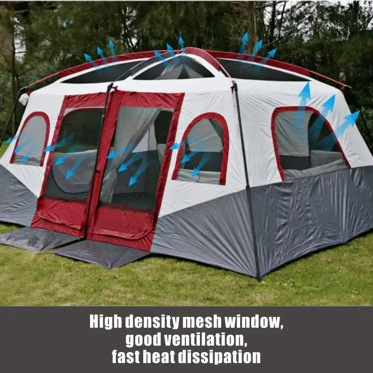 Camping Tent 420x305x210cm - Red/Grey/White by salelink.co.nz