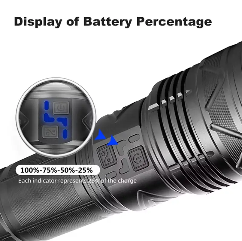 Long Range Powerful USB Input and Output Rechargeable LED Flashlight 30W 1500m by dealonline.co.nz