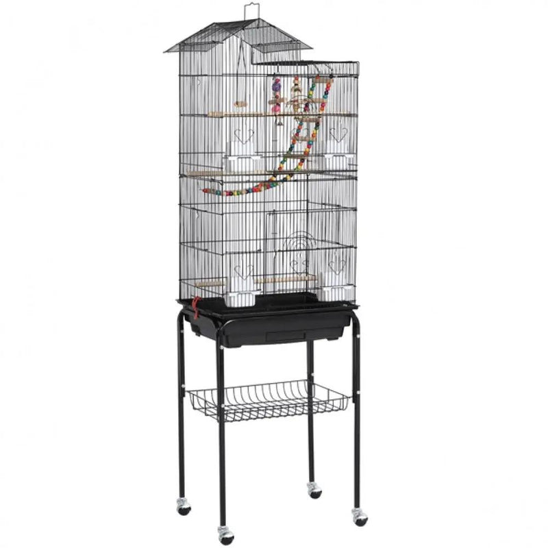 Rolling Metal Bird Cage with Detachable Stand by Yaheetech