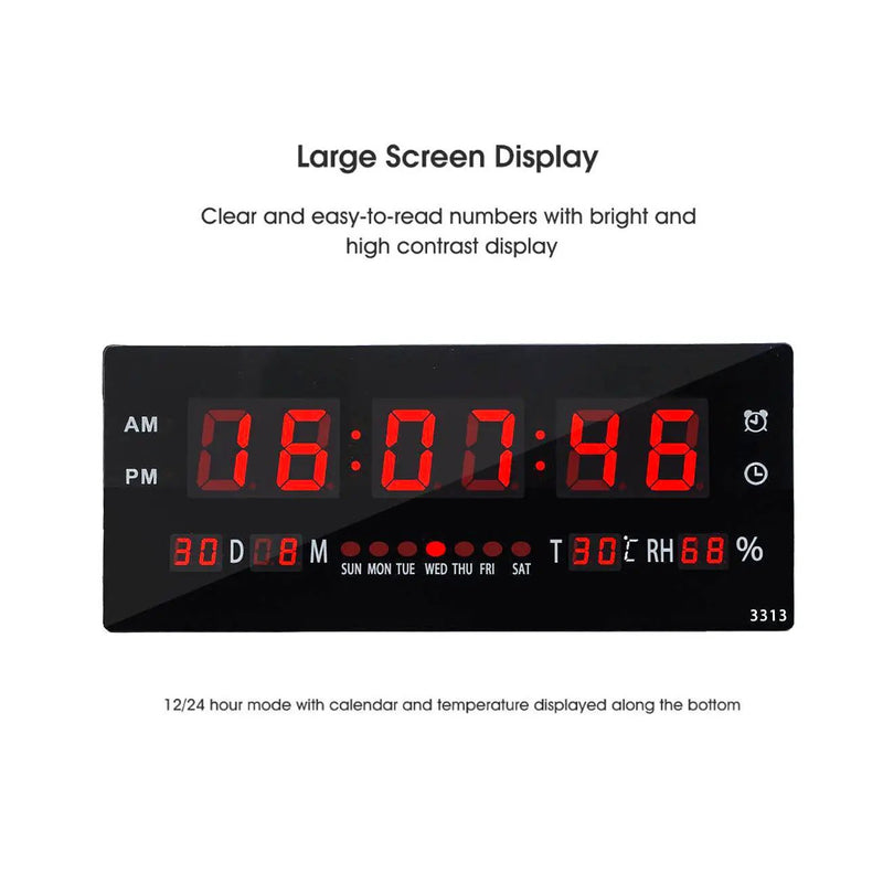 36CM Large LED Wall Desk Clock With Calendar Temperature by salelink.co.nz