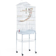 Rolling Metal Bird Cage with Detachable Stand Toys Included by Yaheetech