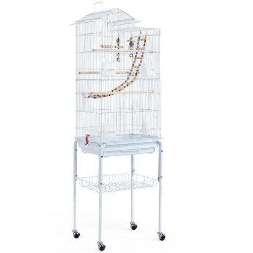 Yaheetech Rolling Metal Bird Cage with Detachable Stand Toys Included Rolling Metal Bird Cage with Detachable Stand Toys Included