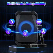 Action Outdoors Limited Portable Wireless Party Speaker with LED Light and Mics Portable Wireless Party Speaker with LED Light and Mics