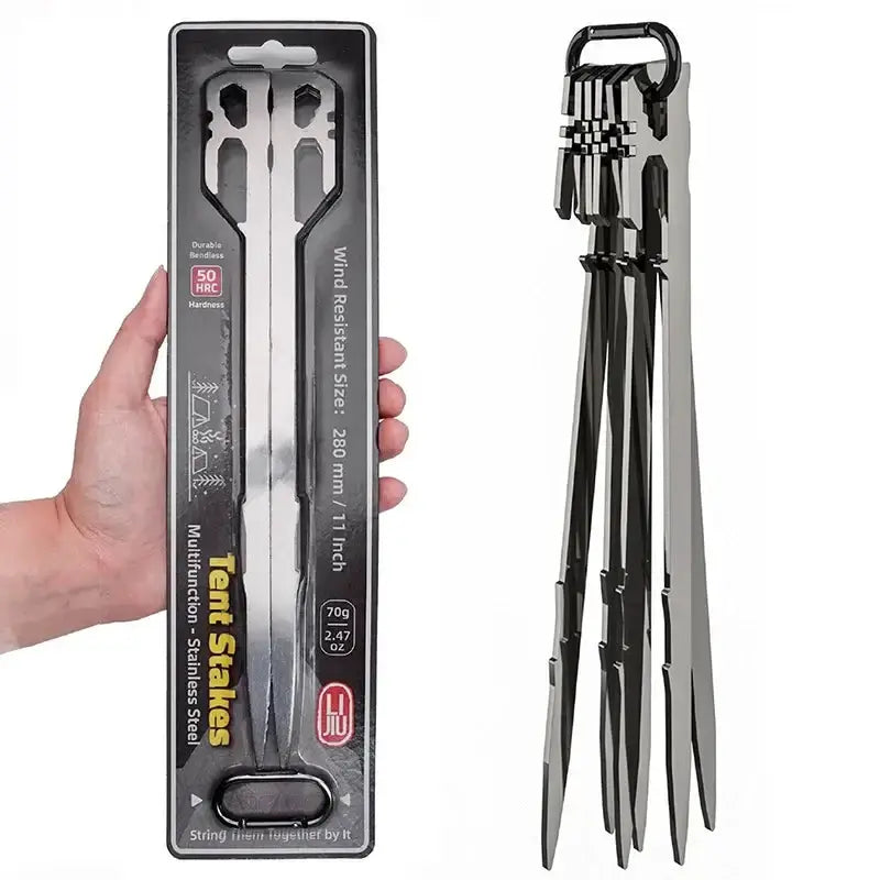 28cm Stainless Steel Camping Tent Stakes (Pack of 6) by Habicare