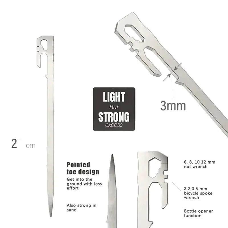 28cm Stainless Steel Camping Tent Stakes (Pack of 6) by Habicare