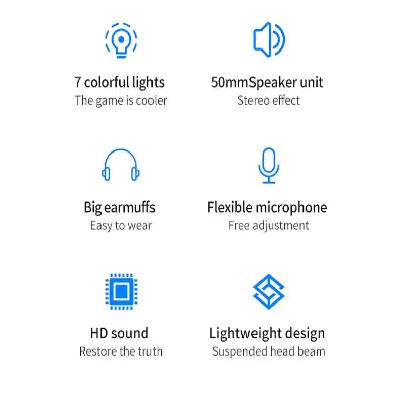 7.1 Gaming Headset with Mic & LED (3 coours available) by Habicare